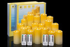 YIWER Plastic Waterproof Flameless Candles Set of 18: Battery Operated Candles Ivory Flickering Pillar Candles Include 4"/5"/6"/7"/8"/9" with 10-Key Remote 2/4/6/8H Timer Function by YIWER