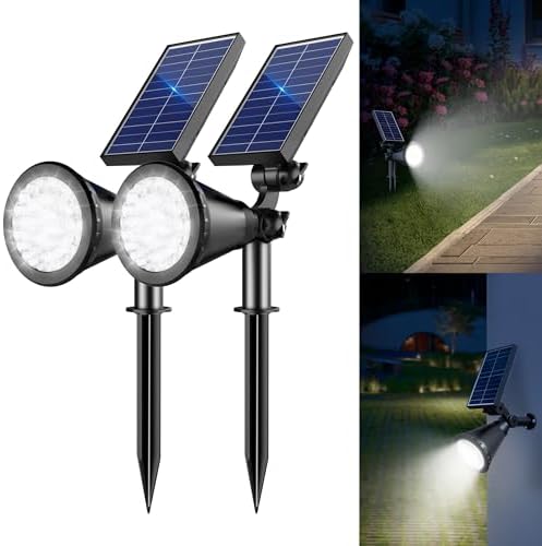 Solar Lights Outdoor Waterproof Spot Lights, Cool White 2 Pack by Unknown
