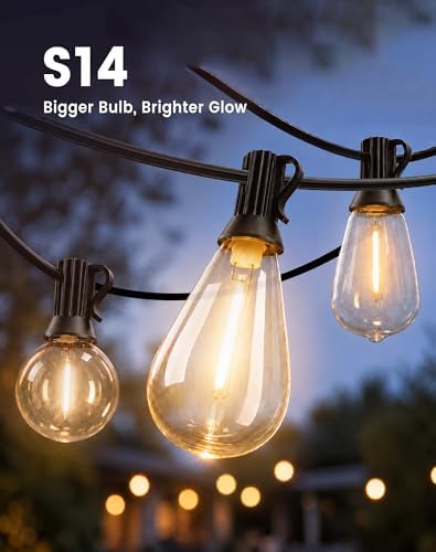 110FT(100+10) Outdoor LED String Lights with 2FT Bulb Spacing, Waterproof, Shatterproof, Dimmable, Warm White, 3 Lighting Modes, Timer, Plug in Hanging Backyard Lights for Outside, Patio - Image 5