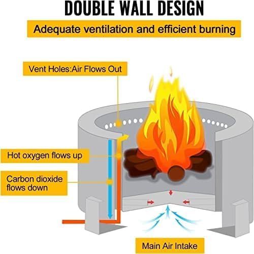 Smokeless Fire Pit Outdoor Wood Burning Portable Firepit Stainless Steel with Stand Cover for Backyard Patio Garden Picnic Camping Bonfire,28.5 Inch - Image 4