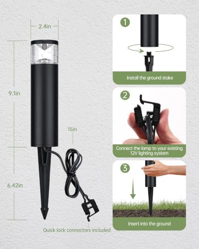LITFIT 4Pack Low Voltage Bollard Landscape Lights, 12V Aluminum Path Light - Image 4