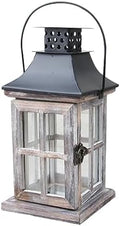 Vintage Wooden Wall Hanging Candle Lantern Iron Holder for Veranda Terrace by Ciieeo