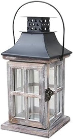 Vintage Wooden Wall Hanging Candle Lantern Iron Holder for Veranda Terrace by Ciieeo