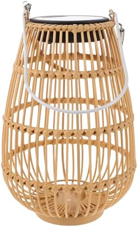 Solar Hanging Lantern Outdoor Waterproof Solar Lamp for Garden Patio Yard Iron Faux Rattan Decorative Hanging No Electricity Needed by DRESSOOS