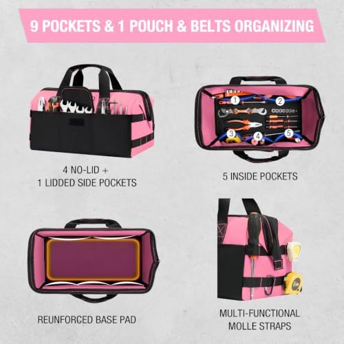 HISEA 3 Pack Heavy Duty Tool Bag, 16-Inch Waterproof Tools Organizer Tote - Image 4