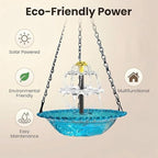 Solar Powered Cascading Water Fountain, Solar Cascade Hanging Bird Bath Fountain, Hanging Solar Bird Bath Fountain, Hummingbird Bath Shower Bowl Kit Garden Gift Yard Patio Backyard Decoration (Blue) - Image 6