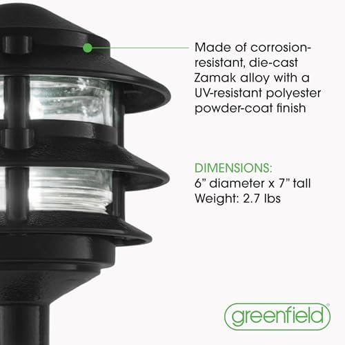 Greenfield Weatherproof Line-Voltage (120V) 3-Tier LED Outdoor Pathway Light – Permanent Outside Light for Walkway, Driveway & Landscaping – Professional Grade & Made in USA – Black - Image 7
