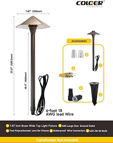 COLOER 4-Pack Brass12V Low Voltage Garden Path Lights Outdoor(605B) - Image 4