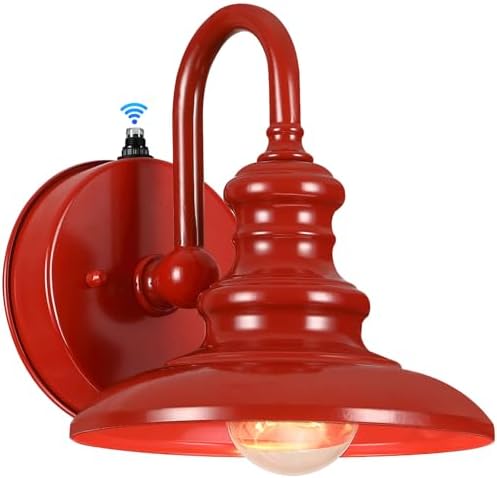LONEDRUID Dusk to Dawn Sensor Outdoor Gooseneck Barn Light Fixture Red by LONEDRUID