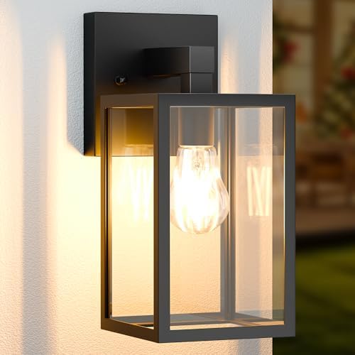MATAMEYE Outdoor Wall Lantern, Waterproof Exterior Wall Sconce Light Fixture, Black Front Door Lamp, Anti-Rust E26 Socket Porch Lighting by MATAMEYE