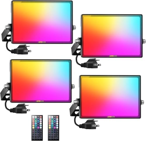 USTELLAR Smart WiFi LED Flood Lights Outdoor, RGB Color Changing Stage Landscape Lighting with APP Group Control, Timing, Alexa, Outdoor Uplights IP66 Spotlights for Christmas Halloween Party by Ustellar