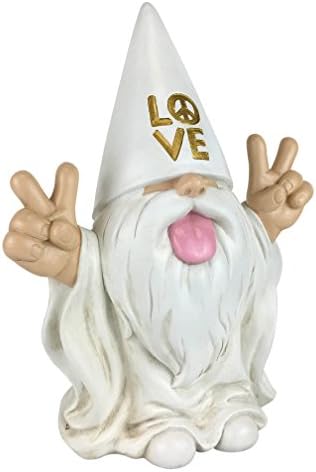 GlitZGlam Rocker Gnome 'George' Peace and Love - Brings Love to All and Your Fairy Garden - 10 Inches Tall - Image 2