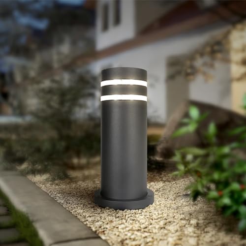ASD 12" Round Bollard Light Fixture, Outdoor Pathway Floor Lamp | Antiglare, Waterproof, ETL Listed | 60W E26 Bulb Socket 120V | Landscape Hardwired Lighting, Exterior Post Lantern | Black by ASDLightingCorporation