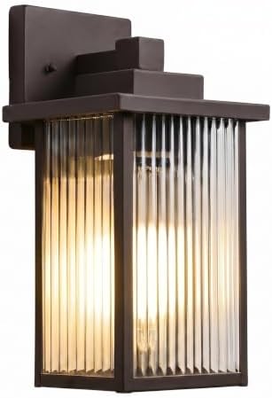 13" Oil-Rubbed Bronze Outdoor Wall Light, All-Metal Frame Porch Light by hameso