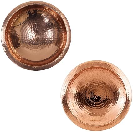 Handcrafted Hammered Copper Birdbath Bowl Rolled Edge Outdoor Garden Wildlife Water Vessel Patio Yard Landscape Accent - Image 2