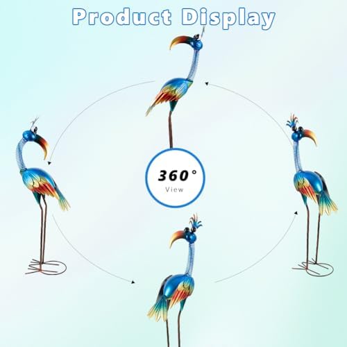 DREAMSOUL Metal Bird Garden Statues 30" Funny Patio Lawn Decor - Image 5