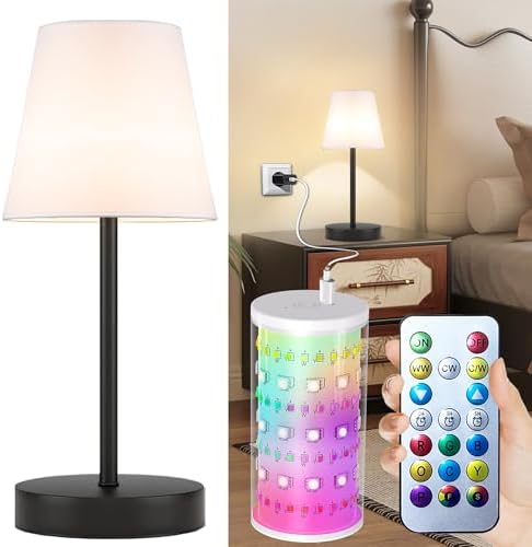1 Pack Cordless Table Lamp Rechargeable, 10000 mAh Portable LED Battery Operated Lamp with Remote Control, 10 Colors Dimmable Touch Desk Light with Timer for Bedside Night Light Outdoor Patio Camping by Vimhou