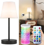 1 Pack Cordless Table Lamp Rechargeable, 10000 mAh Portable LED Battery Operated Lamp with Remote Control, 10 Colors Dimmable Touch Desk Light with Timer for Bedside Night Light Outdoor Patio Camping by Vimhou
