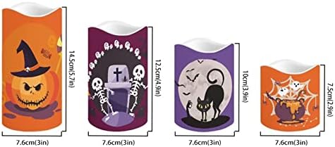 Halloween Halloween Flameless Flickering LED Candles Battery Operated, Set of 4 Real Wax Pillar Candles with Pumpkin Decals,Witch - Image 2