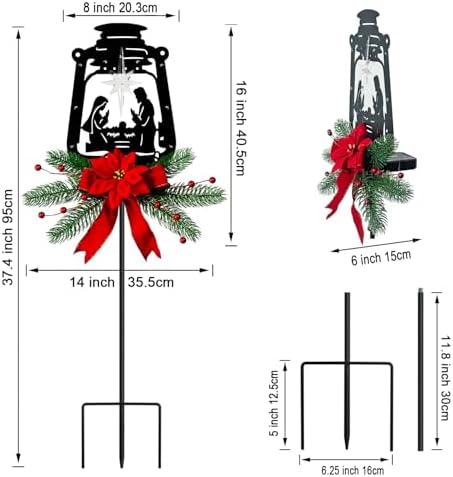 WAIU Solar Powered Metal Nativity Scene Garden Stake, Waterproof Outdoor Christmas Silhouette Yard Decor - Image 6
