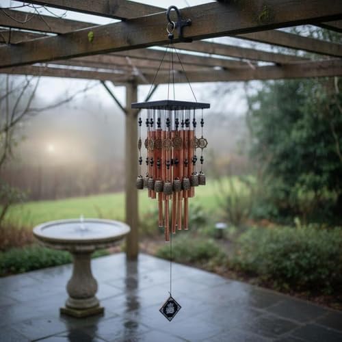 Handmade Copper Wind Chime - Decorative Metal Bells for Balcony, Garden, and Patio - Unique Ship, Soothing Sounds for Outdoor Relaxation - Image 4