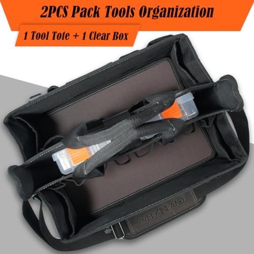 WELKINLAND 20-Pocket Electrician Tool Tote,16"Double Open-Top Tool Tote Bag - Image 5