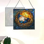 Dreamy Nest Gnome Stained Glass Suncatcher – Square Hanging Window Panel for Home or Greenhouse – Whimsical Glass Art Gift for Garden Lovers, Christmas, Halloween, Father Days ng8OPb - Image 4