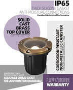 MALORY Low Voltage Landscape Well Lights, (φ126 mm) Brass Top Cover - Image 3