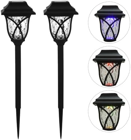 NOLITOY 4Pcs Solar Lawn Lights Waterproof Outdoor LED Solar Pathway Lights with RGB and Blue Tubular Lamps for Garden and Courtyard Landscape Decoration - Image 4