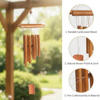 Carbonized Bamboo Wind Chime with 8 Tubes, Natural Wood Outdoor Decor for Garden, Patio, and Balcony - Image 6