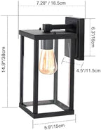Outdoor Wall Light Fixtures, Exterior Waterproof Lanterns, Porch Sconces Wall Mounted Lighting with E26 Sockets & Glass Shades, Modern Matte Black Wall Lamps for Patio Front Door Entryway (3) - Image 5