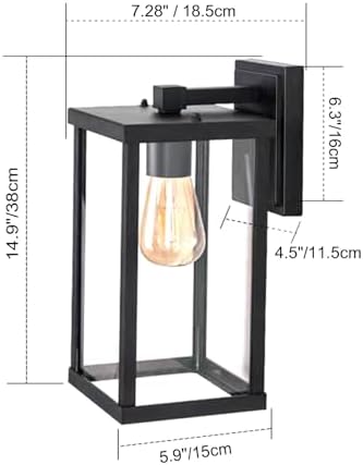 Outdoor Wall Light Fixtures, Exterior Waterproof Lanterns, Porch Sconces Wall Mounted Lighting with E26 Sockets & Glass Shades, Modern Matte Black Wall Lamps for Patio Front Door Entryway (3) - Image 5