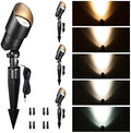 Landscape Spotlights Low Voltage - 2700K/3000K/3500K/4000K/5000K Selectable Uplights, 12V Wired LED Spot Lights Outdoor Waterproof, Aluminum Black for Outside Trees Wall 4 Pack by Varmtalys