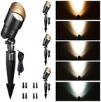 Landscape Spotlights Low Voltage - 2700K/3000K/3500K/4000K/5000K Selectable Uplights, 12V Wired LED Spot Lights Outdoor Waterproof, Aluminum Black for Outside Trees Wall 4 Pack by Varmtalys