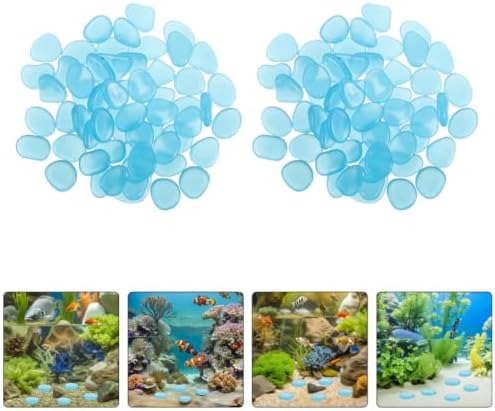 300pcs Blue Resin Glow in Dark Pebbles for Tabletops Gardens Xmas - Image 7