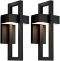 LamQee 2 Packs Modern Outdoor Wall Lights 3000K Integrated LED Outdoor Wall Sconces Lighting, Contemporary Exterior Lighting Fixtures Outside Wall Mount Lights for House Porch Door Garage, Matte Black by LamQeeLights
