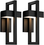 LamQee 2 Packs Modern Outdoor Wall Lights 3000K Integrated LED Outdoor Wall Sconces Lighting, Contemporary Exterior Lighting Fixtures Outside Wall Mount Lights for House Porch Door Garage, Matte Black by LamQeeLights