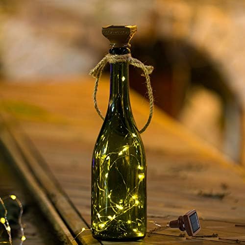 YJFWAL Upgraded 12 Pack Solar Wine Bottle Lights, 20 LEDs Waterproof Copper Light, Bottle Light Fairy Cork String Lights for Yard Patio Decor, DIY Birthday Gift for Mom Grandma Girlfriend(Warm White) - Image 6