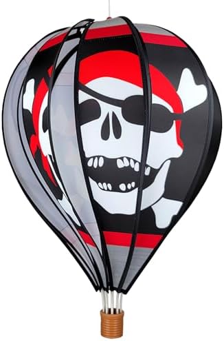 Hot Air Balloon Hanging Garden Spinner 22" - Vibrant Jolly Roger Design, Weather-Resistant Outdoor Decor, Durable & Lightweight for Patios, Yards, and Gardens - Eye-Catching Wind Spinner by PREMIERKITES