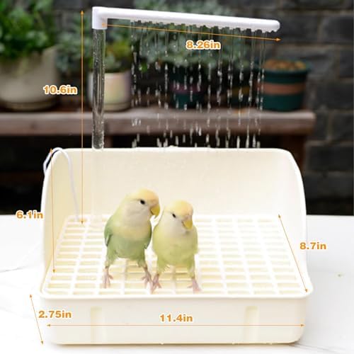 Parrot Bathtub Bird Automatic Bath Shower,Large Bird Shower Fountain Indoor Bathtub with Running Water, Contains USB and Pump,for Pet Birds, African Grey, Cockatiel, Conure, Budgie, Lovebird(White) - Image 4