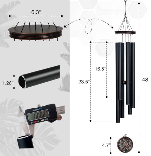 Vanquer Large Wind Chimes for Outside Deep Tone - 46'' Outdoor Clearance, Windchimes Outdoors, Memorial Wind Chimes, Sympathy Gift, Patio, Garden, Home Décor, Vintage Black (46" Cardinal) - Image 2