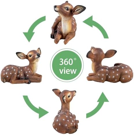 Outdoor Garden Deer Statue, Decorative Sculpture Brown Resin Fawn Sculpture, 9.45 x 6.3 x 5.1 inches Yard Lawn Decor Deep Forest Deer - Image 6