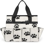 Dog Paws Garden Tool Bag Organizer Heavy Duty Cute Footprints Gardening Tote Bag with 10 Pockets for Women Men Gardening Gifts by Home