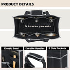 Tool Bag,Tool Pouch with 6 Pockets,Heavy Duty Waxed Canvas Garden Tool Bag Tool Case,16.5 x 7 x 12 Inch & Black - Image 3