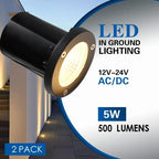 5W Landscape Well Light,12-24V In-Ground Low Voltage Landscape Lights with Connectors, IP67 Waterproof Landscape Lighting,3000K Paver Lights for Yard, Garden, Patio (2 Pack) - Image 2
