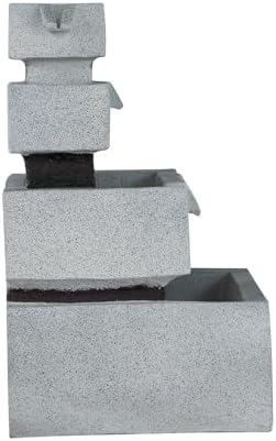 Elegant Multi-Tier Outdoor Water Fountain with LED Lighting for Garden, Patio, and Courtyard Decor (Black+ Gray + Polyresin + Contemporary + Minimalist + Modern) - Image 3