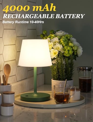 Kakanuo Green Cordless Shower Lamp Waterproof, Rechargeable Cordless Lamp with 4000mAh Battery, Touch Dimmable Table Lamp for Outdoor, Kitchen, Bathroom, Camping, Patio, IP54 - Image 3