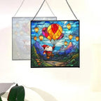 Gnome with Lantern Balloons Stained Glass Suncatcher – Square Hanging Window Panel for Home or Greenhouse – Whimsical Glass Art Gift for Garden Lovers, Christmas, Halloween, Father Days smlKhE - Image 4