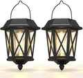 Solar Lanterns Outdoor Waterproof, Hanging Solar Lights with Glass Shade - 2 Pack LED Metal Wall Mount Outdoor Light for Yard/Garden/Patio - Black by TEKLAPS