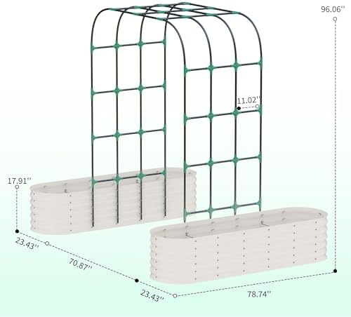 Metal Raised Garden Bed with Trellis for Climbing Plants Outdoor - Image 6